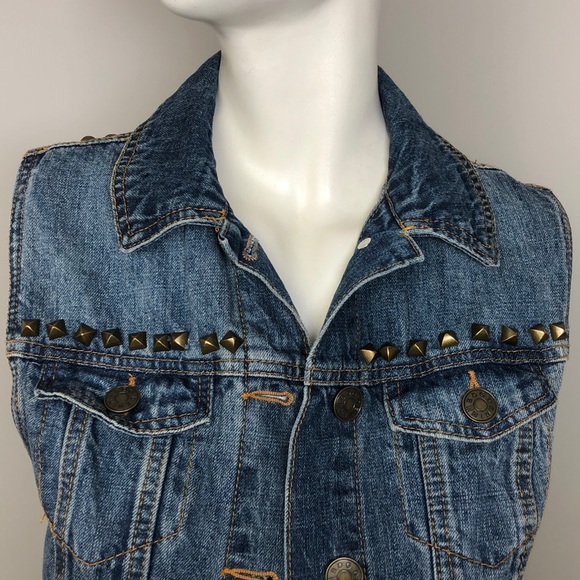 BDG Urban Outfitters Blue Denim Studded Jean Vest Size S - Picture 3 of 15